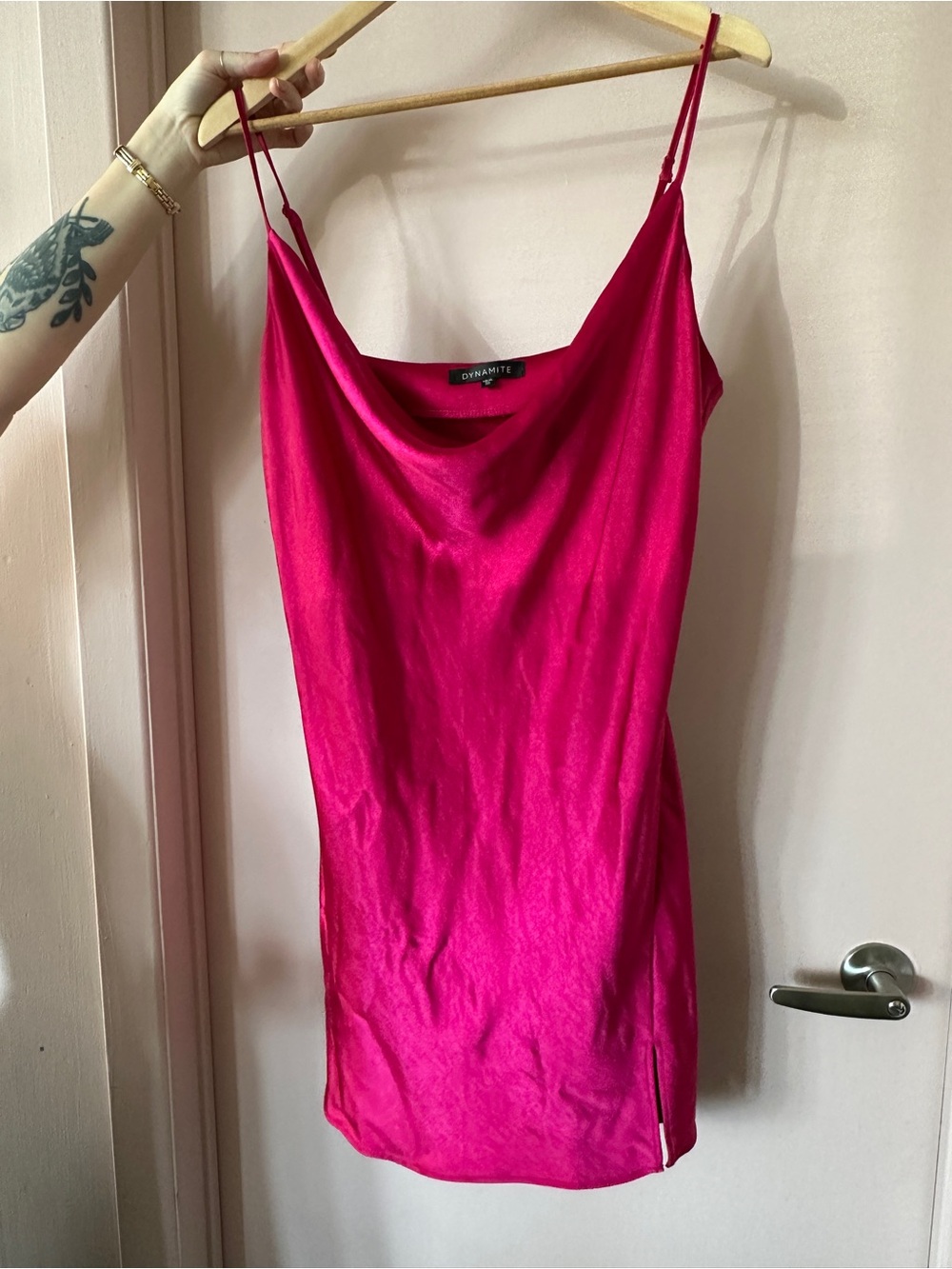 Dynamite Satin cowl neck mini dress XL